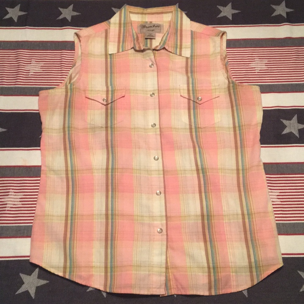 Pearl snap wrangler sleeveless shirt